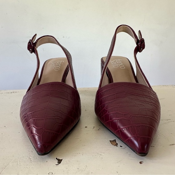 Franco Sarto Trista Plum Faux Crocodile Sling Back Block Heels Size 6.5 M - Picture 7 of 9
